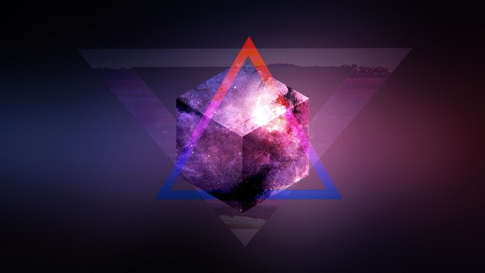 Geometric space cube with triangles