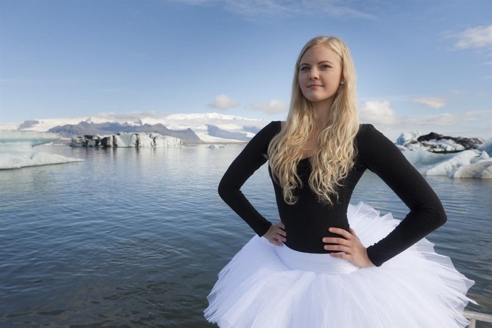 Ballerina in Iceland with Icebergs