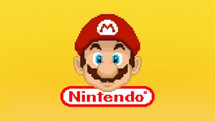 Pixel Art Mario with Nintendo Logo