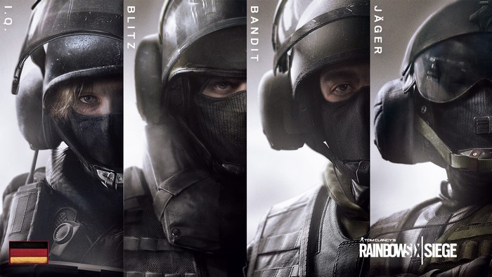Rainbow Six Siege Operators IQ, Blitz, Bandit, and Jager