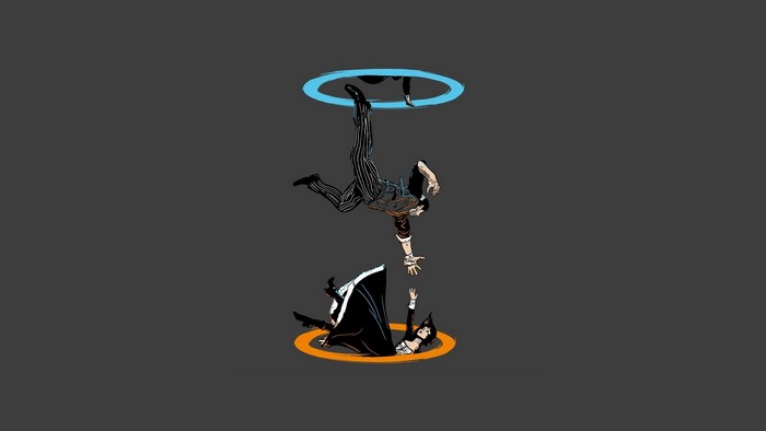 Elizabeth and Booker from BioShock Infinite through Portal