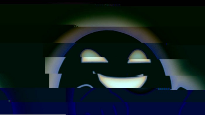 Glitch art satanic smiley face