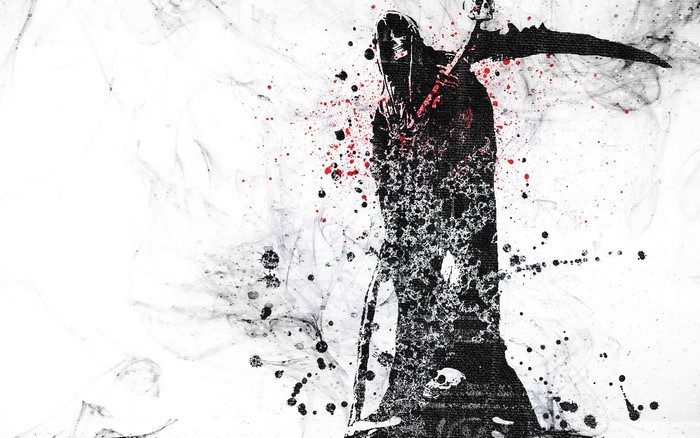 Grim Reaper with Scythe and Skull