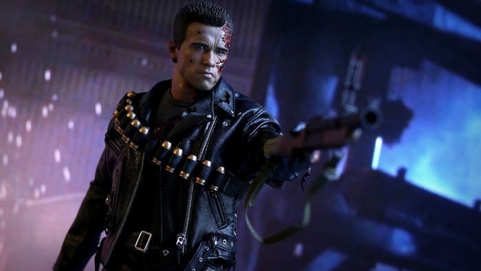 Arnold Schwarzenegger as Terminator with shotgun