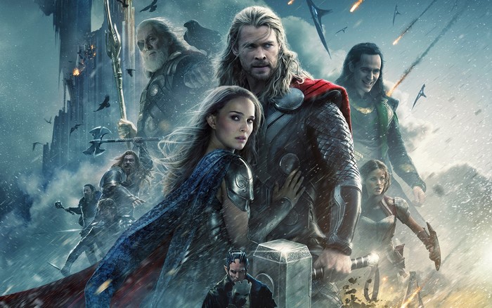 Thor: The Dark World Poster with Thor, Loki, Odin, and Jane Foster