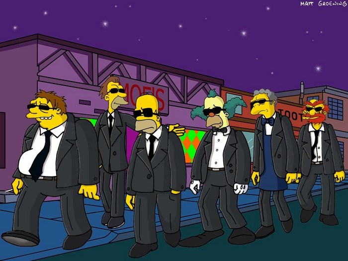 The Simpsons characters in Reservoir Dogs style