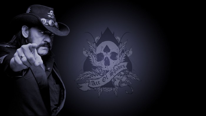 Lemmy Kilmister from Motörhead with Ace of Spades skull