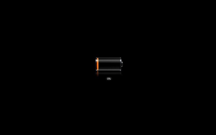 Low battery indicator at 0%