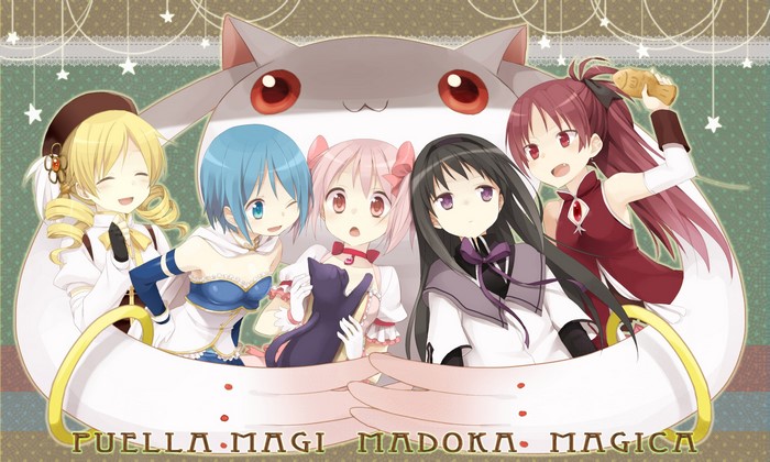 Puella Magi Madoka Magica characters with Kyubey