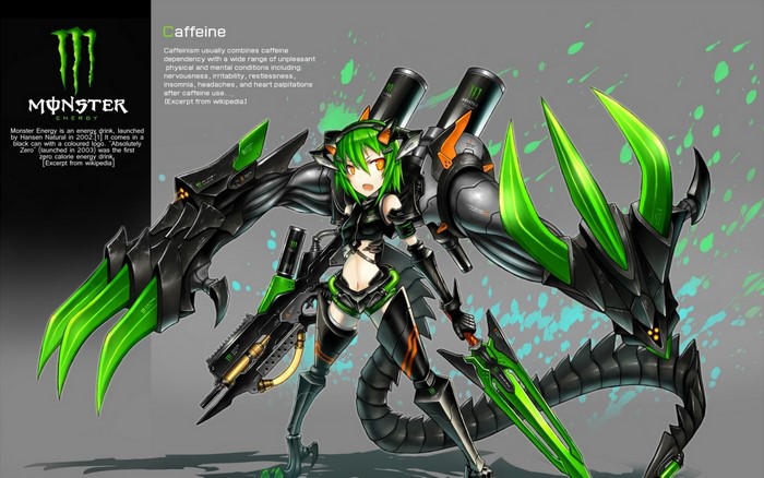 Monster Energy Caffeine Girl with Mechanical Wings