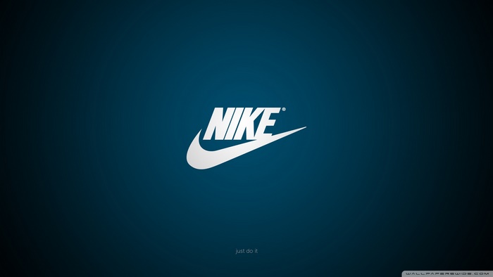 Nike logo with "just do it" slogan on blue background