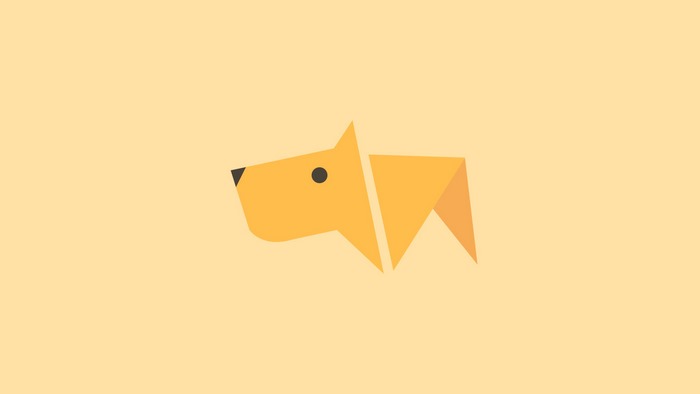 Minimalist origami dog illustration