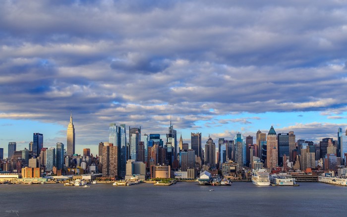 New York City Skyline with Dramatic Clouds