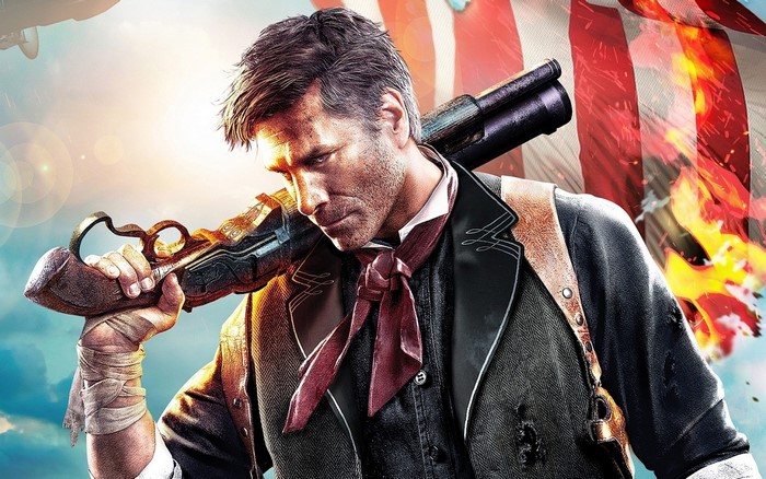 Booker DeWitt from Bioshock Infinite with Flag and Gun