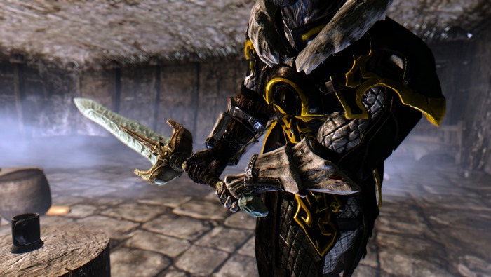 Khajiit warrior with sword in Skyrim