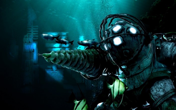 Big Daddy from BioShock underwater