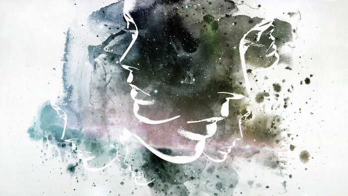 Abstract faces in cosmic watercolor
