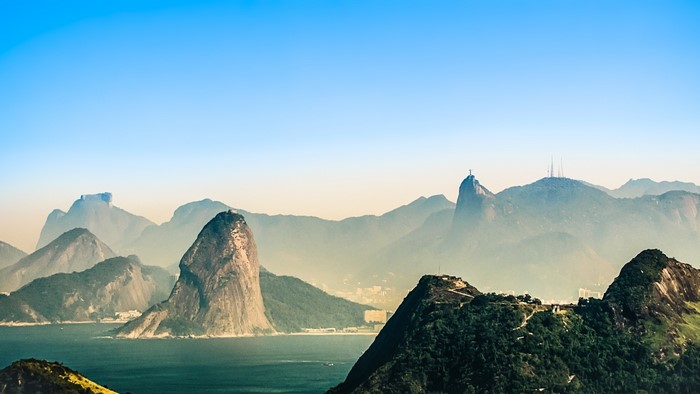 Rio de Janeiro Mountains and Sea with Christ the Redeemer