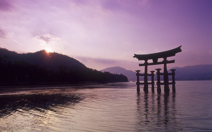 Miyajima Torii gate at sunset
