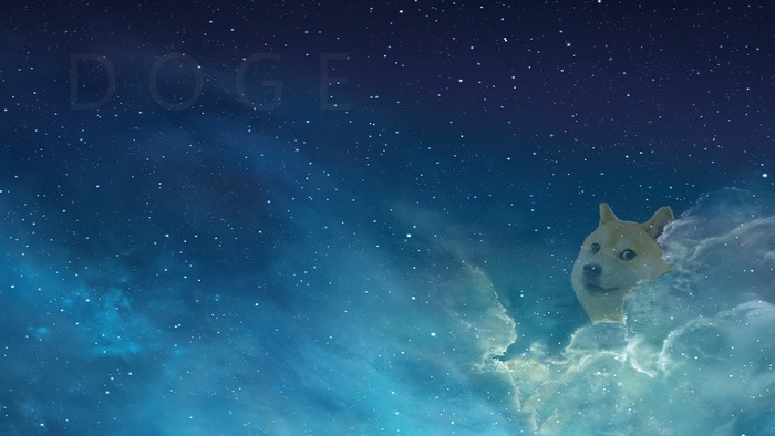 Doge in the clouds with stars