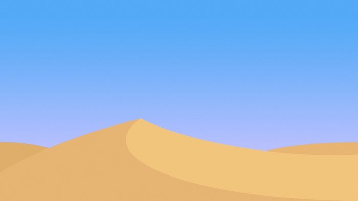 Minimalist desert dunes under a clear blue sky