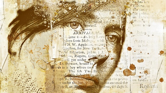 Vintage Portrait with Newspaper Collage