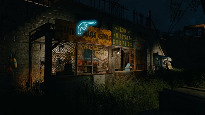 Fallout 4 Guns and Military Surplus Store at Night