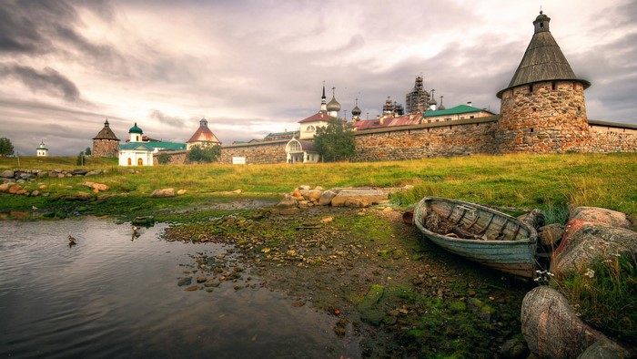 Solovetsky Monastery on the shore of the White Sea, Russia