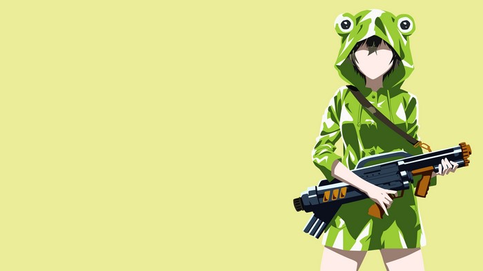 Ritsu Kawai from Bokura wa Minna Kawaisou holding a gun