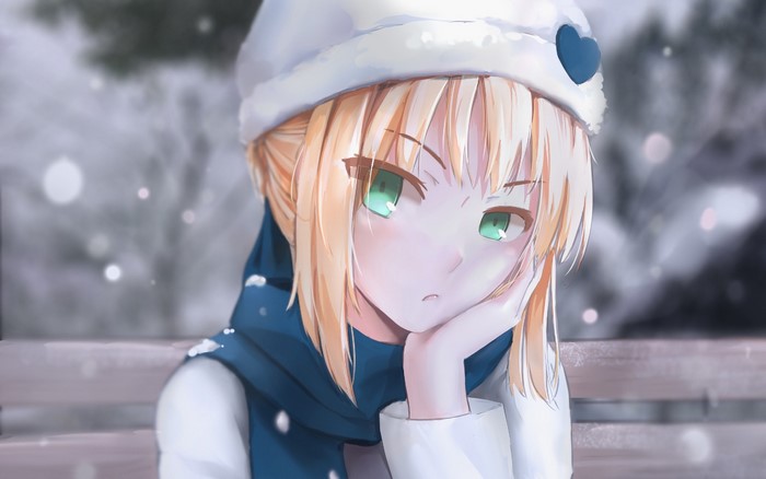 Saber from Fate/stay night in winter