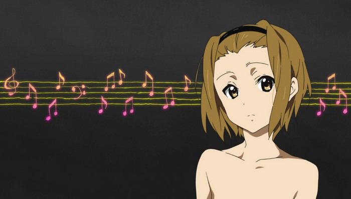 Ritsu Tainaka from K-On! with musical notes