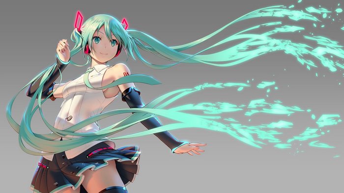 Hatsune Miku from Vocaloid with green twintails