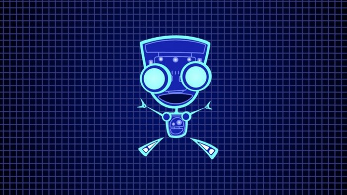 Gir from Invader Zim on a grid background