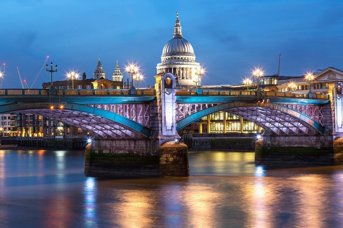 London Bridge and St. Paul's Cathedral at Dusk