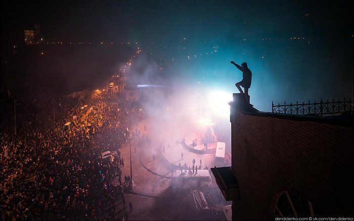 Protestors in Kyiv, Ukraine during Maidan Revolution