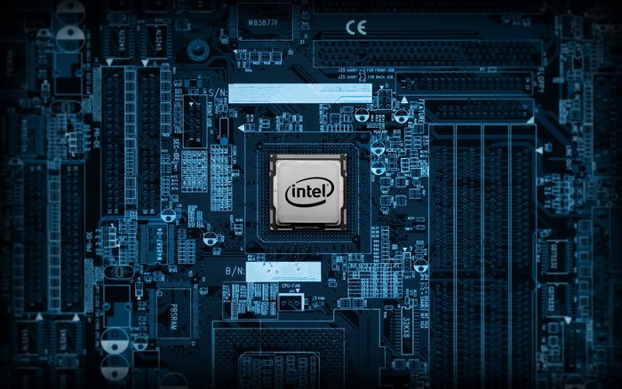 Intel CPU on a blue circuit board