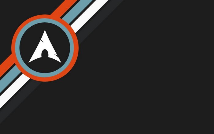 Arch Linux logo with abstract stripes