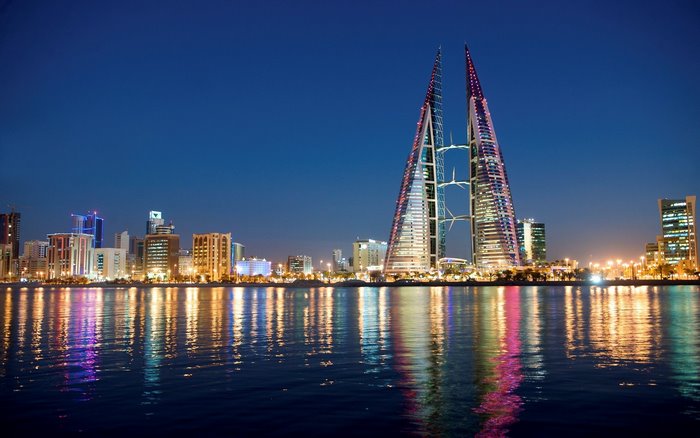 Bahrain World Trade Center Cityscape at Night