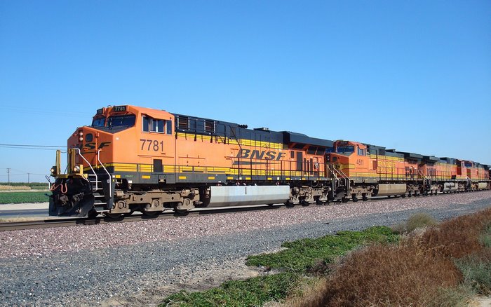 BNSF Diesel Locomotives on Tracks
