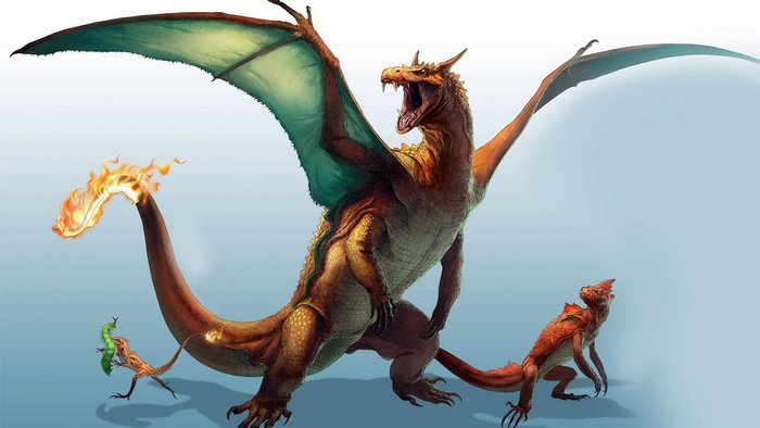 Charizard Evolution Stages in Dynamic Pose