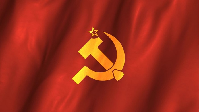 Soviet Union flag with hammer and sickle