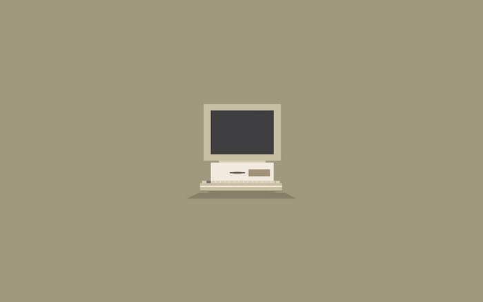 Minimalist illustration of an old computer