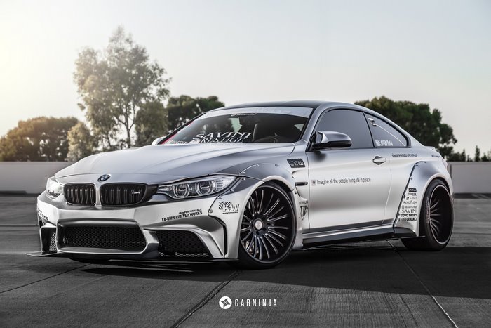Silver BMW M4 Coupe with LB Performance Widebody Kit