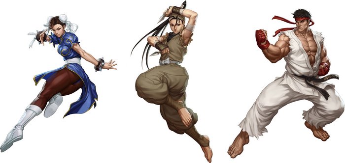 Chun-Li, Juri, and Ryu from Street Fighter