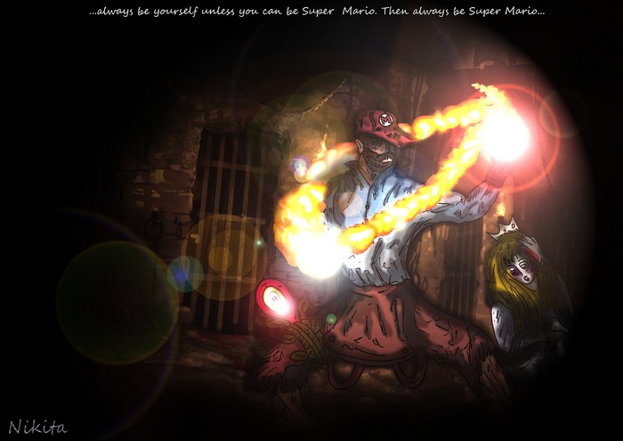 Super Mario Bros. fan art with quote