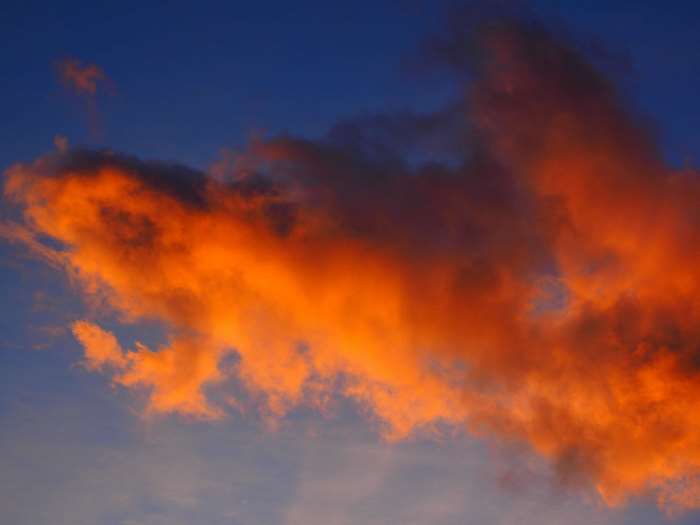 Orange clouds in the evening sky
