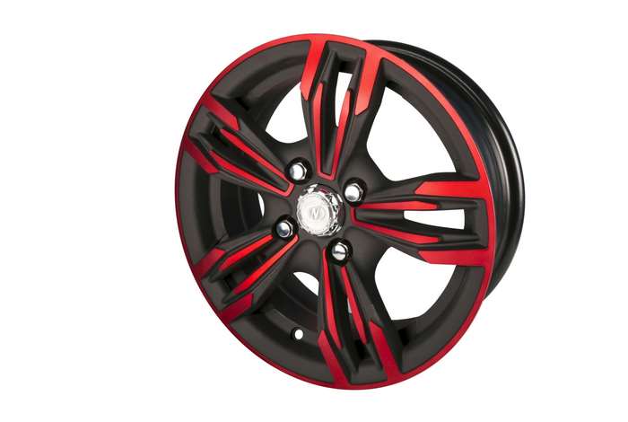 Red and black alloy sports rim