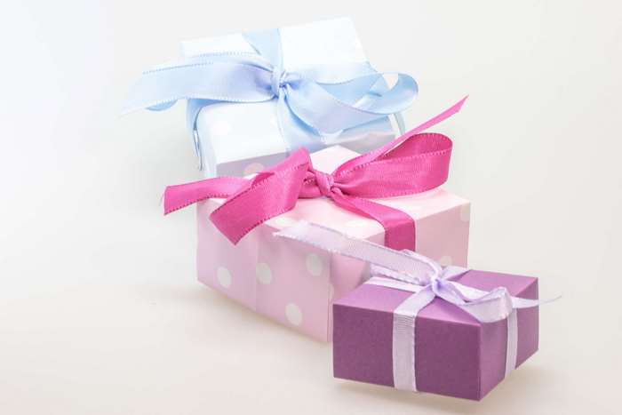 Three gift boxes with ribbons
