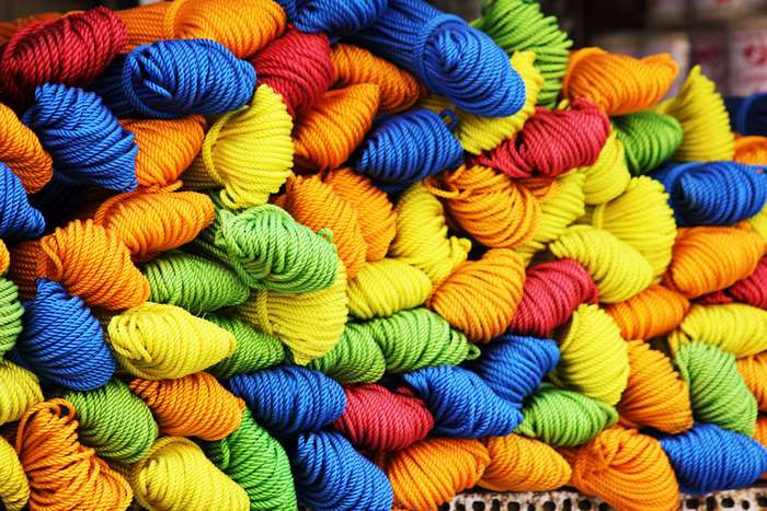Colorful rolled cords and threads