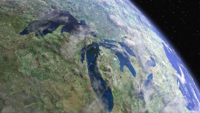 Satellite view of the Great Lakes from space